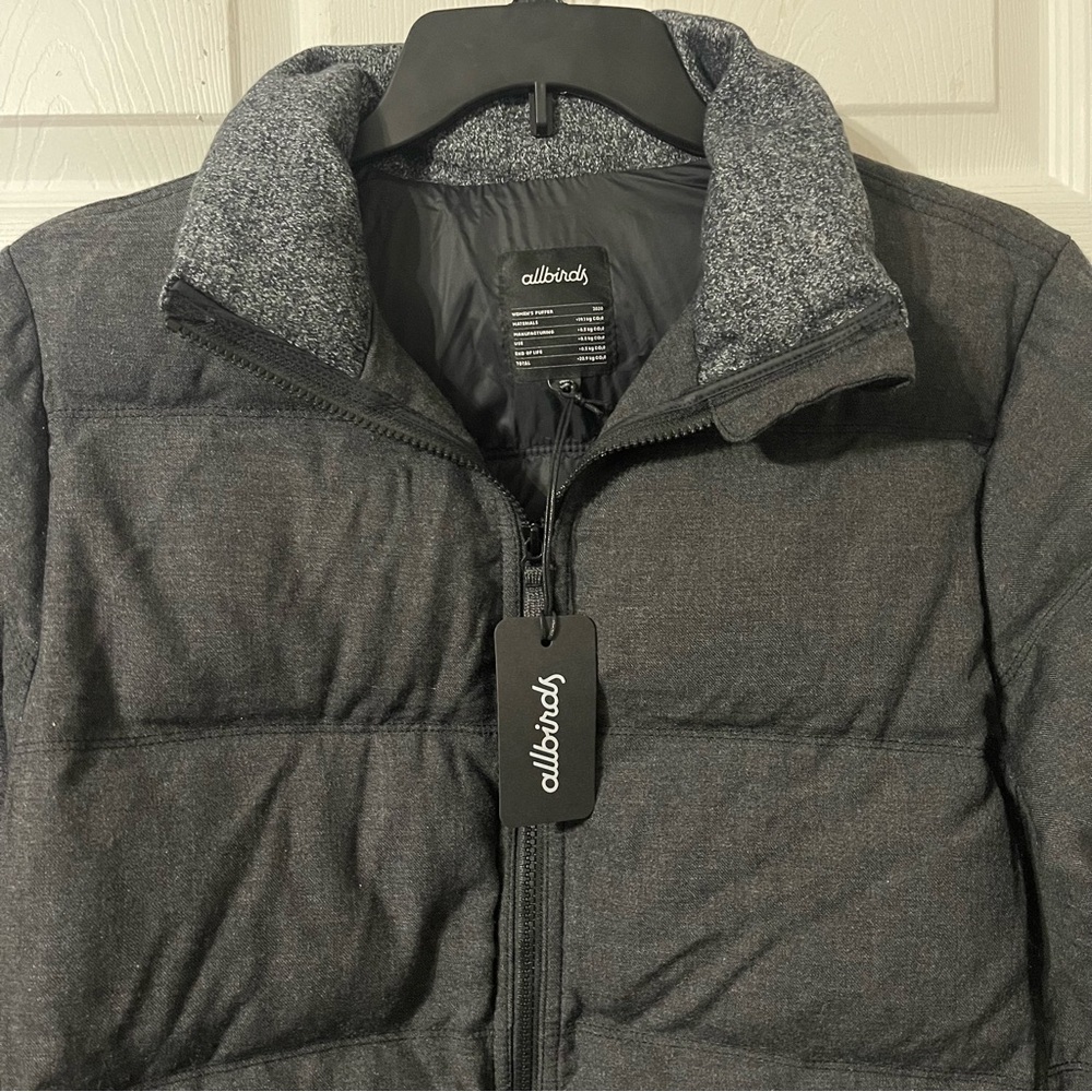 NWT Allbirds Trino Puffer Jacket Charcoal Grey Women’s Size Small Merino Wool - Picture 3 of 9